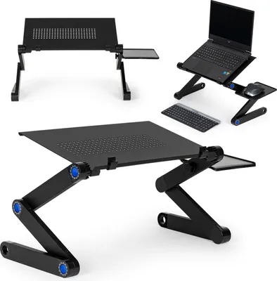 Produktbild von Tischständer, Laptopständer aus Aluminium, klappbar, verstellbar, 2 Tischplatten