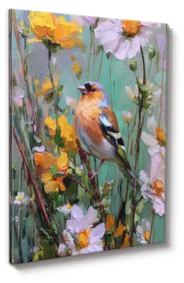 Zdjęcie produktu dla STYLER Obraz Canvas 60x80 cm na płótnie motyw ptaków i natury dekoracja ścienna do salonu sypialni biura CANVAS FRINGILLA