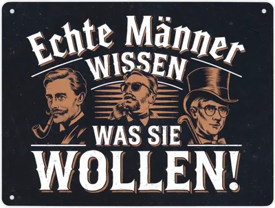 Produktbild von Echte Männer wissen was sie wollen Metallschild XL in 21x28 cm