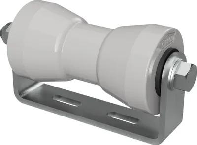 Obrázek produktu pro Polyuretanový kýlový váleček s držákem rohlík pomůcka pro spouštění přívěsů lodí pozinkované SUPROD, 160 mm, šedá