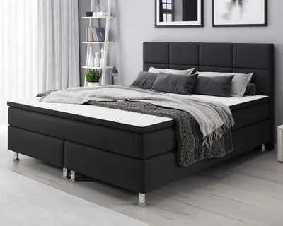 Produktbild von Boxspringbett Rotterdam 140x200 cm Webstoff Schwarz