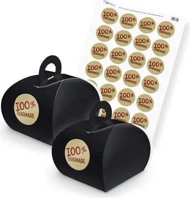 Produktbild von itenga SET 100% Handmade (Motiv 12) 24x Geschenkschachtel mit Griff schwarz + St