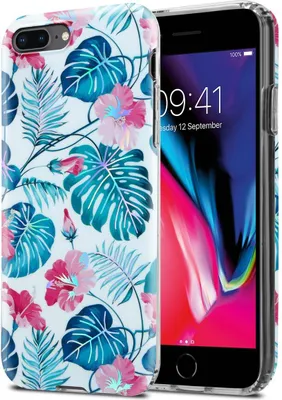 Produktbild von Cadorabo Hülle für Apple iPhone 7 PLUS / 7S PLUS / 8 PLUS Schutz Hülle mit Weiß TPU Etui Blumen Flower Cover Case