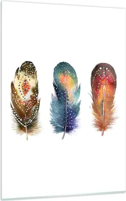 Produktbild von Bilder auf glas - Einteilig - Feder Vogel Farbe - 50x70cm - Glasbilder - Wandbilder - Bilder - zum Aufhängen bereit - Wanddekoration aus Glas - Glas Bilder - Wandbild auf Glas - GPA50x70-4927