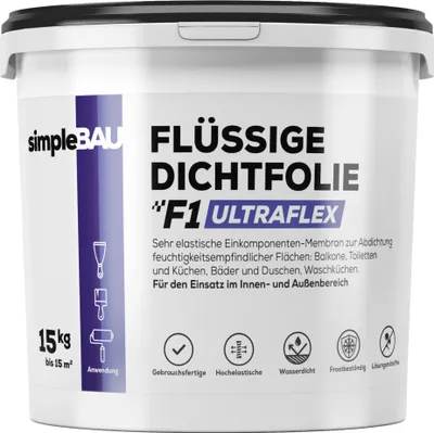 Produktbild von SimpleBau F1 Ultraflex flüssige Dichtfolie gebrauchsfertige Dichtungsmasse, 15kg