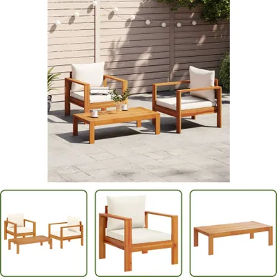 Produktbild von The Living Store 3-tlg. Garten-Sofagarnitur mit Kissen Massivholz Akazie