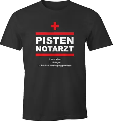 Produktbild von Herren T-Shirt Pisten Notarzt Après Ski Party lustig Feiern Fun-Shirt Moonworks® anthrazit L