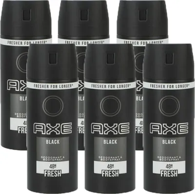 Produktbild von Axe Black 6 x 150 ml Deospray Deodorant Deo Spray Bodyspray Deodorant Spray Deo neues Design Set
