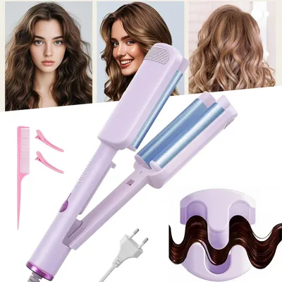 Produktbild von 32mm Welleneisen für Haare, 3-fach Barrel Beach Waves Lockenstab, Welleneisen Große Wellen, Einstellbare 4 Temperatur (160°C-220°C), Hitzeschutz