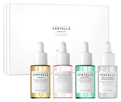Produktbild von SKIN1004 Madagascar Centella Ampoule Kit 4×30 ml – Set mit Seren zur Hydratation, Porenverfeinerung, Hautbild-Aufhellung & Klärung bei unreiner Haut