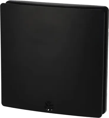 A black square ventilation fan is shown against a white background.
