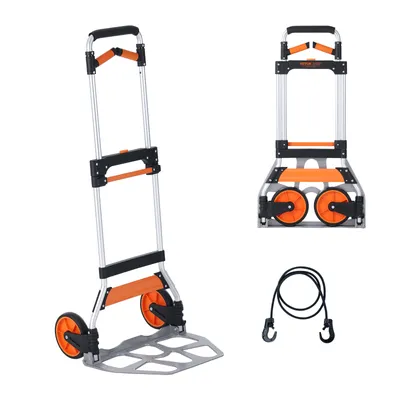 Produktbild von VEVOR Sackkarre Klappbar 140kg Transportkarre aus Aluminiumlegierung und Kunststoff Stapelkarre mit verstellbarem Griff 900-1109mm Faltbarer Trolley inkl. Bindeseil kompakte Größe zum Verstauen