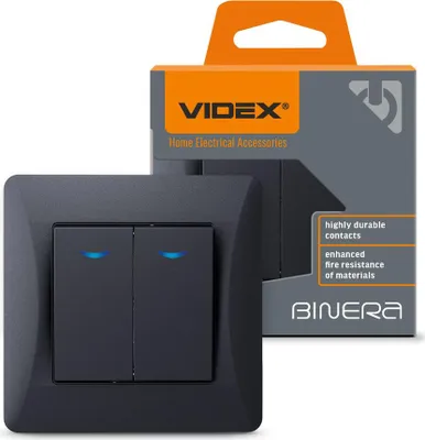 Produktbild von VIDEX BINERA LED-Doppelschalter Schwarz-Grafit