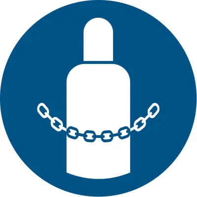 Produktbild von Gebotszeichen 'Gasflaschen sichern' (M046), gem ASR A1.3 (DIN EN ISO 7010) Schild Kunststoff 20cm 1 Stück