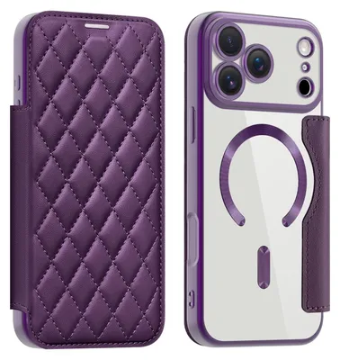 Produktbild von Für Apple iPhone 17 Pro Max 360 Grad Full Body Magsafe RFID Anti Datenklau Kunst Leder Hülle Tasche Lila
