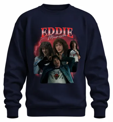Produktbild von Eddie Munson Hellfire Club Stranger Metal Geschenk Vintage Sweatshirt Pullover, Navy, 3XL