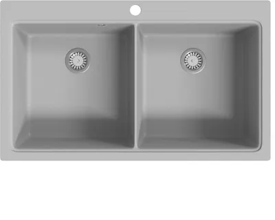 Produktbild von vidaXL Granitspüle Doppelbecken Grau