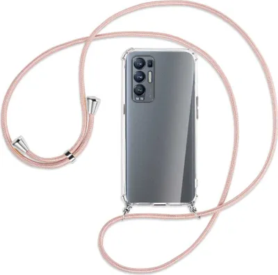 Produktbild von Handykette Backcover-Schutzhülle mit Band (Metall silberfarben) für Oppo Reno5 Pro Plus 5G - roségold