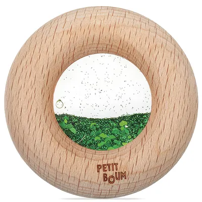 Immagine prodotto di Sonaglio sensoriale per bambini, in legno - 7 x 7 x 2 cm - Verde | di Petit Boum