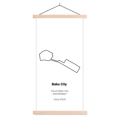 Produktbild von MuchoWow® Textilposter Formel 1 - Baku - Rennstrecke 40x80 cm mit holzfarbenen Rahmen - Wohnzimmer