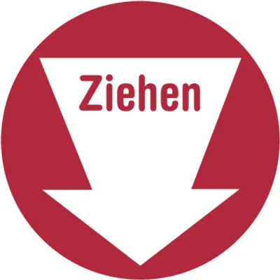 Produktbild von Dreifke® Aufkleber Türschild, Ziehen, rot, langnachleuchtend, Ø 100 mm, Folie...