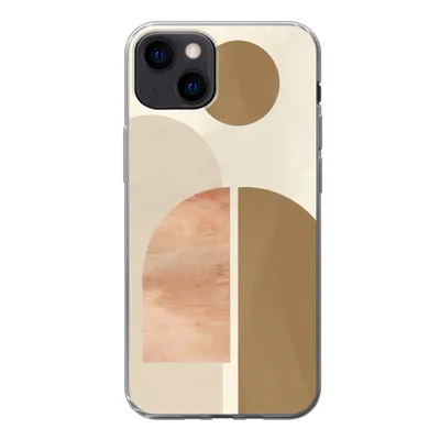Produktbild von MuchoWow® Handyhülle Schutzhülle Hülle für iPhone 13 Rosa - Braun - Design Silikon Softcase Handy Hülle - Karteninhaber
