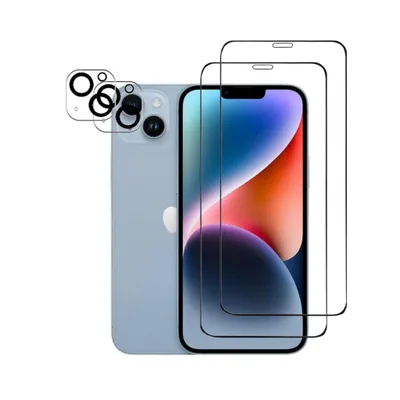 Produktbild von Kameraschutz Displayschutz Schutzglas für iPhone 14 Plus 2er Pack Panzerfolie Bildschirm Kamera Glasfolie