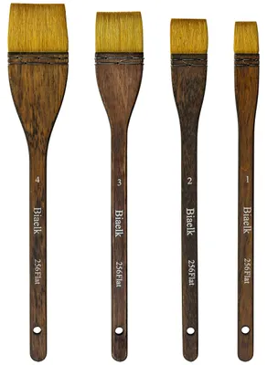 Productafbeelding van Biaelk set van 256 vlakke aquarelverfkwasten voor kunstenaars, 4 stuks, synthetisch geitenhaar