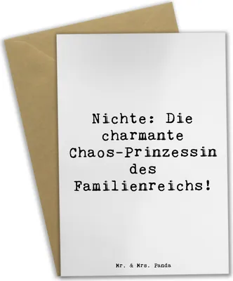 Produktbild von Mr. & Mrs. Panda Grußkarte Spruch Nichte Chaos-Prinzessin - Weiß - Geschenk, Geschenke, Prinzessin, Liebe, Grußkarten, osterkarten, persönliche Erinnerungen, Chaos