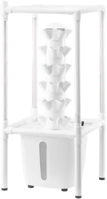 Image de Système d'hydroculture avec lampe de croissance, 30 emplacements et 6 niveaux, jardin vertical d'intérieur avec pompe de circulation d'eau, kit de germination pour herbes aromatiques, fruits et légumes