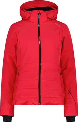 Produktbild von CMP Damen Skijacke aus 4-Way-Stretch-Twill mit abnehmbarer Kapuze aus Kunstfell rot 36