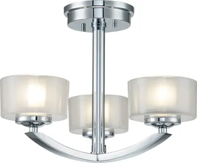 Produktbild von Kronleuchter Metall Glas G9 IP44 B: 40,6 cm Chrom poliert Weiß 3-flammig warmweiß 3000 K 300 lm Modern