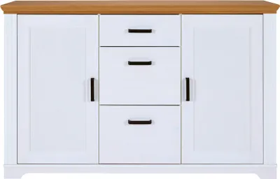 Produktbild von Inter Link Maluno Kommode Massivholz Kiefer Weiß/Oak Colori