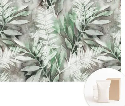 Produktbild von Fototapete - Wandbilder für Wohnzimmer - 104x70 cm - Dekorative Wandfolie - Modernes Design für Wanddekoration - Tapeten für Innenräume - Aquarellblätter