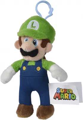 Produktbild von Super Mario Plüsch Schlüsselanhänger Luigi - 15 cm Weiches Kuscheltier mit Karabiner - Offiziell Lizenziert von Simba Toys