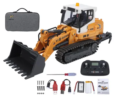 Produktbild von RC-Lader im Maßstab 1:50 mit LED-Beleuchtung und Soundeffekten, ferngesteuertes Baumaschinenmodell, Maßstabsgetreuer Lader mit zwei Akkus, N20S-Motor