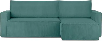 Produktbild von KONSIMO Linke/rechte Ecksofa mit Schlaffunktion mit Armlehnen "NAPI", Blau, Cordstoff, Loft, 246x89x148 cm