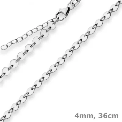 4mm-Plattenkette-aus-925-Silber-rhodiniert-36cm