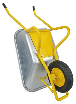Produktbild von Matrix Schubkarre Profi 100l 250kg Luftrad Bauschubkarre gelb mit Bodenblech