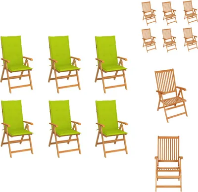 Produktbild von vidaXL Gartenstühle 6 Stk. mit Hellgrünen Kissen Massivholz Teak -  Gartenstühle