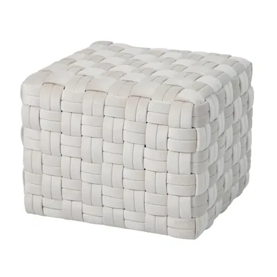 Produktbild von SVITA POPPY Hocker Sitzpouf geflochten Sitzhocker Fußhocker für Sessel Samt Beige