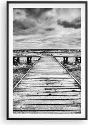 Produktbild von Gerahmtes Poster - Schwarzer Rahmen - Brücke Meer Welle - 61x91,5 cm - Wand Bild - Wanddeko - Wandbilder - Kunstposter - Wandposter - Bilderrahmen - Bilder - Kunstdruck - Wandbild - P2BPA61x91-3637