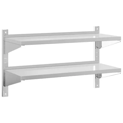 Produktbild von Wandregal mit 2 Böden 100x40x60 cm Silbern Edelstahl