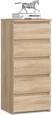 Image de Commode élégante CL5 en chêne sonoma avec rangement intelligent et 5 tiroirs