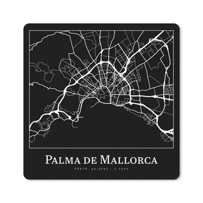 Produktbild von MuchoWow® Mauspad Mousepad Karte - Stadtplan - Palma de Mallorca - Karte 20x20 cm - Mousepads - Maus Mat - Pad - Mausunterlage - Desk Mat - Bureauartikeln