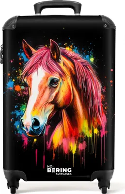 Obrázek produktu pro NoBoringSuitcases.com® Kufr Příruční zavazadlo Kufr na kolečkách Malý cestovní kufr na 4 kolečkách - Barevný kůň s graffiti - Kabina Velikost < 55x40x23 cm a 55x40x20 cm - Foto kufr - Kabinový kufr - Palubní zavazadloPříruční zavazadlo Kufr 55x35x20 cm, 36L,