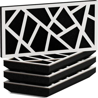 Immagine prodotto di Confezione da 4 pannelli acustici SKYROSS-H sottili e fonoassorbenti | 25x50 cm | Riflessione | Spessore – Colore: [53 mm | Bianco]