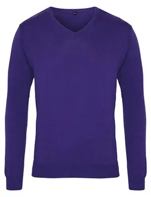 Produktbild von Premier Workwear PR694 | Herren V-Neck Knitted Sweater / ® Standard 100 - Farbe: Purple - Größe: L