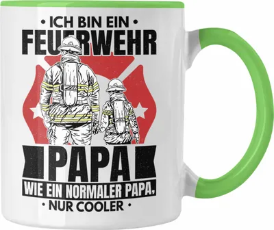 Produktbild von Trendation - Feuerwehr Papa Geschenk Tasse Feuerwehrmann Vater Vatertag Spruch Wie Ein Normaler Papa Nur Cooler (Grün)
