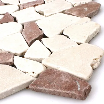 Produktbild von Marmor Bruch Naturstein Mosaikfliesen Solares Rosso Verona Botticino